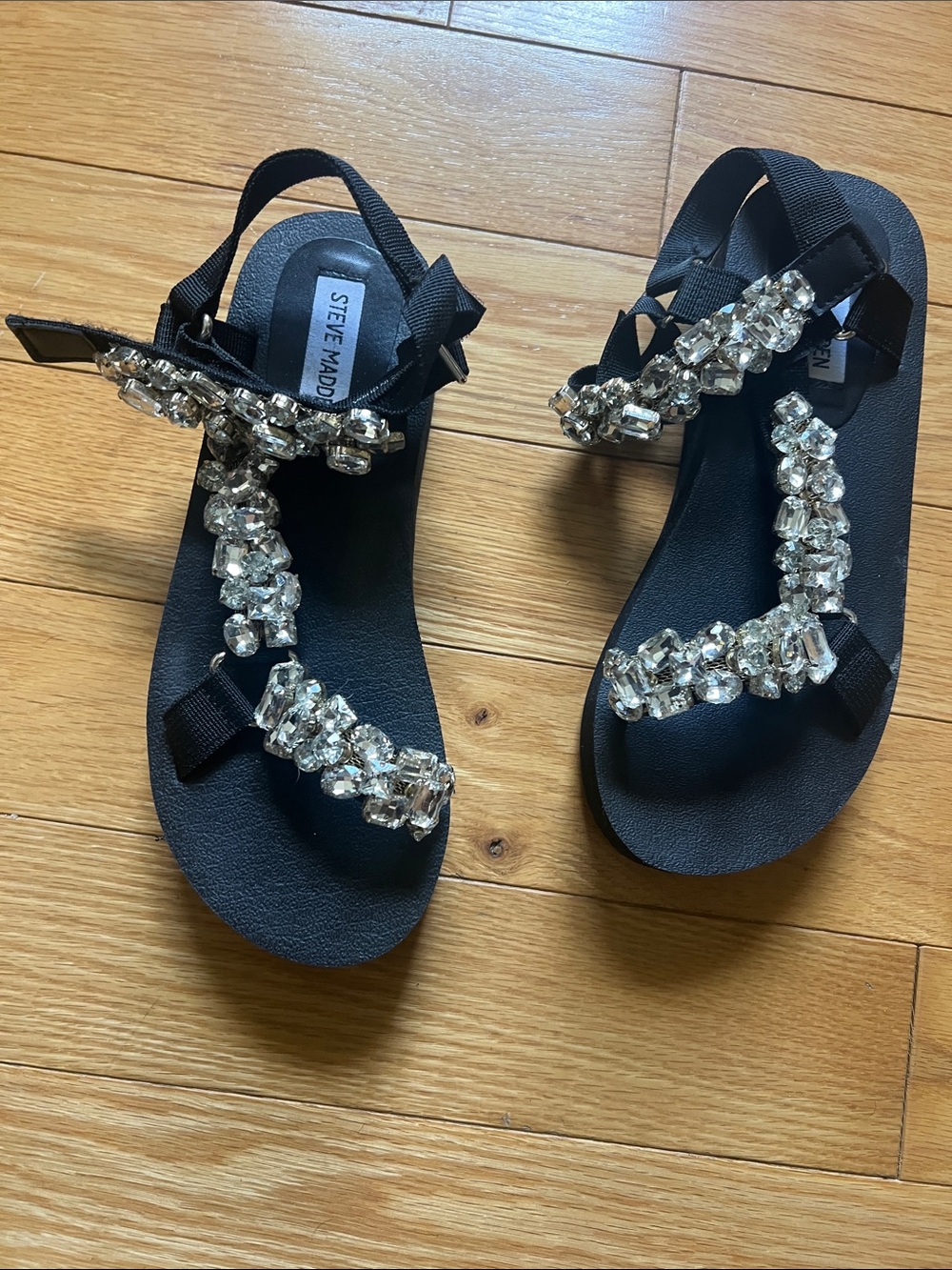 Steve Madden Black Jeweled Strappy Sandals